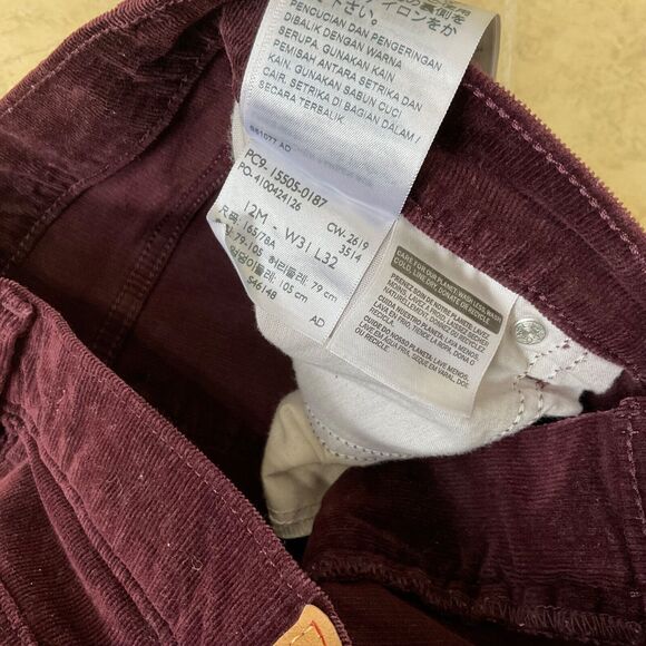 Levis 505 women’s size 31 /12M Straight Corduroy Jeans Pants Bugandy - Picture 9 of 11